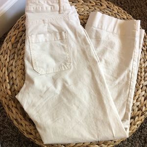 white mid rise wide leg pants